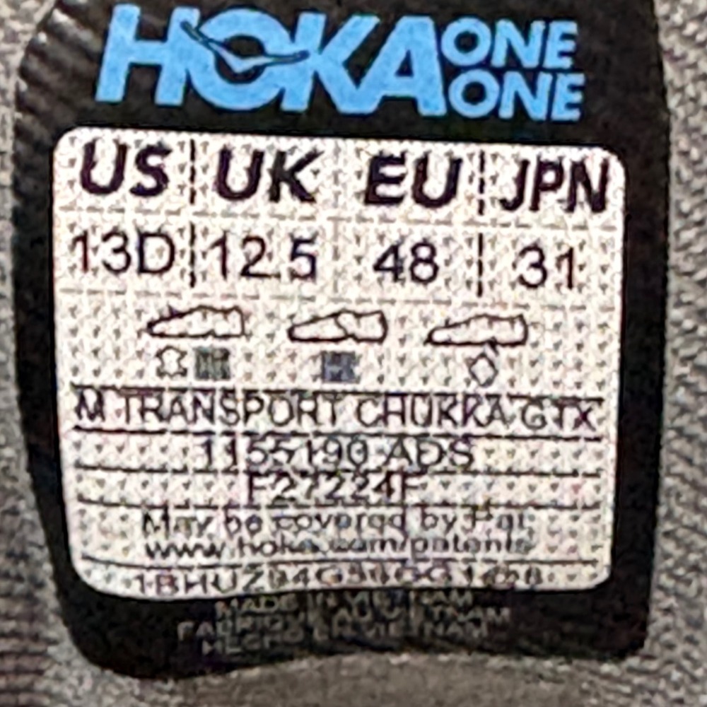 Hoka Transport Chukka GTX 13D Alloy Harbor Mist Grey Waterproof 1155190-ADS - Picture 8 of 8